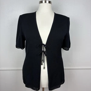 St. John Collection by Marie Gray Cardigan Size 16 Short Sleeve Crochet Accents - Picture 1 of 16