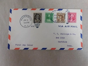 WASHINGTON FDC, SCOTT#`S 704, 705, 706, 707 ON 1 COVER, JAN. 1, 1932 - Picture 1 of 1