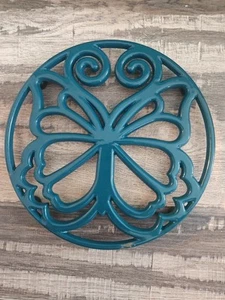 Pioneer Woman Turquoise/Teal Enamel Cast Iron Timeless Beauty Butterfly Trivet - Picture 1 of 4