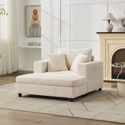 Sillón chaise lounge tapizado moderno con otomana extraíble para salón Foto 1 de 4