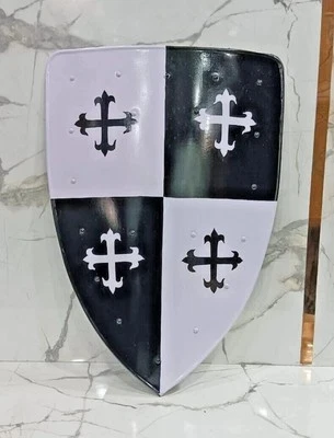 Escudo Calentador 28" Cruz Negra Caballero Medieval Templario Batalla Guerrero Armadura Foto 1 de 4