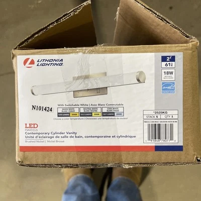 Lithonia Lighting 18-Watt 22.38" Brushed Nickel Integrated LED Vanity Light Bar - Image 1 of 2