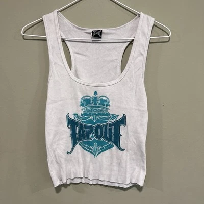 Camiseta sin mangas Tapout años 90 talla XL/L para mujer blanca Y2K hecha en EE. UU. Foto 1 de 4