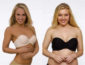 QT GEL STRIP SUPPORT SEAMLESS 5 WAY STRAPLESS MOLDED BRA 32 34 36-42 B C D-DD - Picture 1 of 6