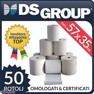 50 ROTOLI TERMICI MM 57x35 METRI CARTA DI ALTA QUALITA' - REGISTRATORI DI CASSA - Foto 1 di 1