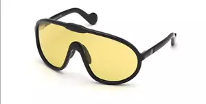 Auténticas gafas de sol Moncler ML 0184-01E negras brillantes con lentes amarillas "NUEVAS" 0 mm - Imagen 1 de 4