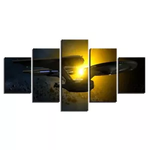 Sunlight Star Trek Enterprise Movie 5 Piece Panel Canvas Wall Art Photo Decor - Picture 1 of 3