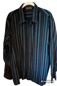 AXIST   Navy Gray and Blue Striped Shirt - Picture 1 of 5
