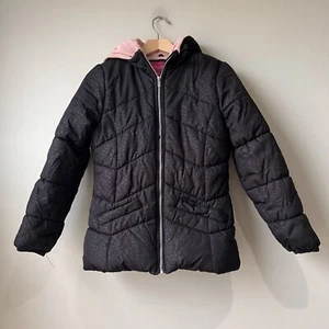 London Fog Girls Black Quilted Hooded Jacket Size L/14-16 - Picture 1 of 3