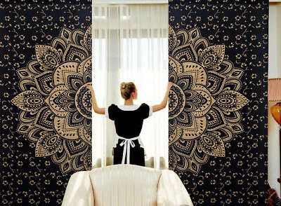 Cortinas India Mandala Ventana Algodón Cortina Balcón Habitación Decoración Puerta Cortina Foto 1 de 4