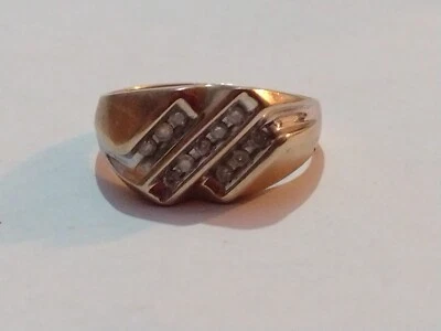 Vintage Diamond 10K Gold Men's Ring Size 11.25 - Image 1 of 4