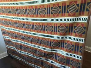 Pendleton Jacquard Throw - Copper - 68" x 57" Blanket Cotton Wool Brown Blue - Picture 1 of 10