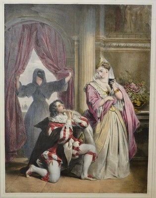 Belle Lithographie Aquarellée XIXème - Vénitiens - Venicios - Venise - Devéria - Photo 1/2