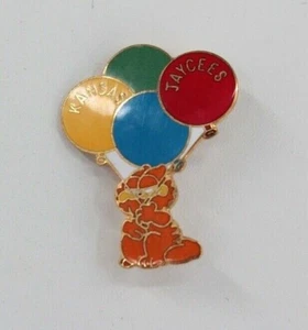 Vtg 1980s Kansas Jaycees Garfield With Balloons Pin Metal Pinback 80s - Picture 1 of 7