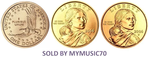 2006 P, D Sacagawea Golden Dollar - Uncirculated Dollar coin set / lot Cover