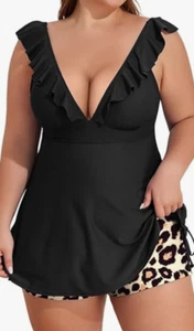 NEW Eomenie Women's Plus Size Tankini Tummy Control Two Piece Swimsuit Size 4XL - Picture 1 of 1