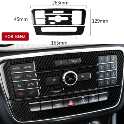 Carbon Fiber Central Control CD Panel Trim For Mercedes Benz GLA CLA 180 200 250 - Imagem 1 de 4