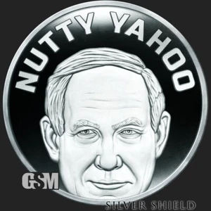 2024 1OZ NUTTY YAHOO (Netanyahu) PROOF - Silver Shield .999 Pure - "232 MINTED" - Picture 1 of 5