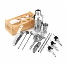 SET 12 PEZZI COCKTAIL BARISTA BARMAN BARTENDER SHAKER MIXER DRINK ACCIAIO BAR