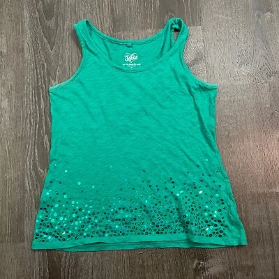 Justice Girls Tank Top Teal Green Sequin Sleeveless Size 16 - Image 1 of 4