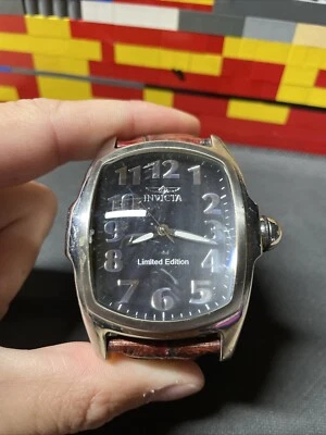 Reloj Invicta Lupah azul esfera mop correa de cuero # 0399 *NECESITA UNA BATERÍA NUEVA* Foto 1 de 4