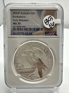 2022 P Australia Silver Kookaburra NGC MS 70 $1 1 oz Coin Flag ER Label BX3-06 - Picture 1 of 4