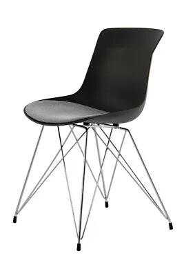 Stuhl Emily 110 Metall Verchromt Esszimmerstuhl Polypropylen Küche Schwarz Grau - Bild 1 von 4