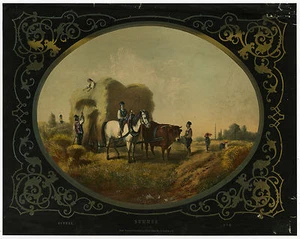Antique Print-HAYMAKING-SUMMER SEASON-FARM-OX-HORSE-May-c.1870 - Picture 1 of 1