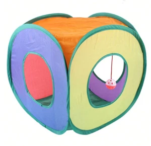 1pc Color Block Foldable Cat Tunnel For Cat For Play - FREE SHIPPING - NEW - Picture 1 of 4