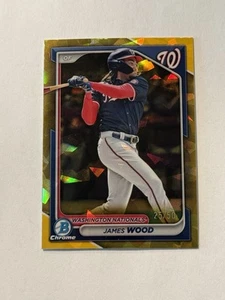 2024 BOWMAN CHROME SAPPHIRE GOLD REFRACTOR ROOKIE JAMES WOOD RC /50 - Picture 1 of 2