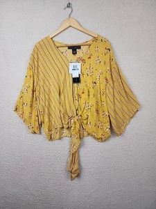 Polly & Esther Top, geblümt, gelb, Kurzarm, Gr. L, neu mit Etikett - Bild 1 von 8