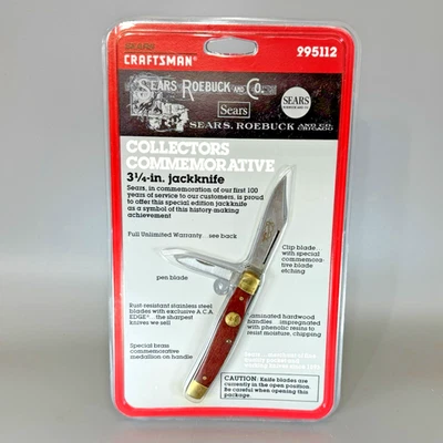 Navaja de Bolsillo Jackknife 3-1/4" Sears Craftsman 1986 De Colección 100 Aniversario Nuevo de Lote Antiguo Foto 1 de 4
