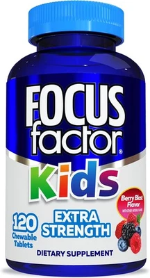 Focus Factor Kids Extra Strength Daily Chewable 用于大脑健康支持...  — 第 1/4 张图片