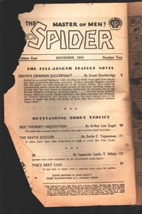 Spider 11/1934- Popular-"Death's Crimson Juggernaut"-Hero pulp-Both covers missi - Picture 1 of 1