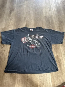 VTG Early 2000’s Harley Davidson Blue T-shirt 2XL Richmond IN Looney Tunes Bugs - Picture 1 of 10