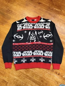 H&M Star Wars Sweater Mens Medium Darth Vadar Father Sithmas Great Colors - Picture 1 of 20