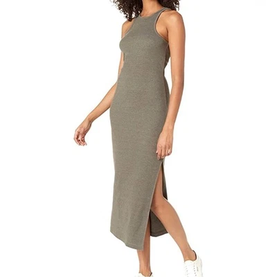 Vestido midi French Connection Rasha jersey acanalado verde oliva talla XS Foto 1 de 4