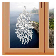Maritimes Fensterbild Muschel aus Echter Plauener Spitze natur Landhausstil