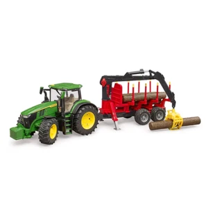 Bruder John Deere 7R 350 Tractor w/ Forestry Trailer - Picture 1 of 1