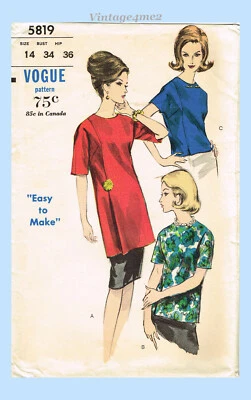 Vogue 5819: 1960s Uncut Misses Blouse Set Sz 34 B Vintage Sewing Pattern - Image 1 of 2
