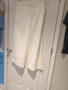 A New Day Linen Blend Wide Leg Drawstring Slash Pocket Pants Women's Size L - Picture 1 of 4