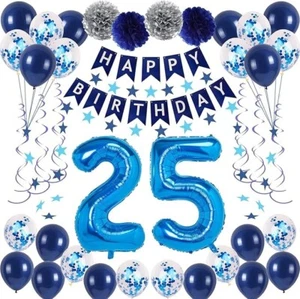 th Blue Birthday Party Decorations for Boy Girl Men Women, Happy Birthday 25 - Picture 1 of 5