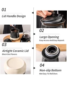 Ceramic Black Food Storage Jar,Coffee, Sugar, Tea Container Airtight Lid AS IS - Picture 1 of 8