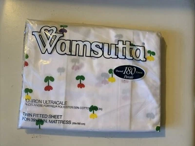 VTG New Dead Stock  1960's Wamsutta  Ultracale Twin Fitted Sheet Tulips Percale - Image 1 of 4