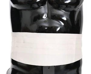 Dolce&Gabbana Men White Waist Belt 100% Silk Solid Stretch Adjustable Cummerbund - Picture 1 of 4