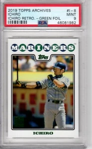 2019 Topps Archives Retrospective Green Foil /99 Ichiro Suzuki #I-8 PSA 9 Pop 1 - Picture 1 of 1