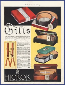 Vintage 1933 HICKOK Belts Buckles Braces Garters Suspenders 1930's Print Ad - Picture 1 of 1