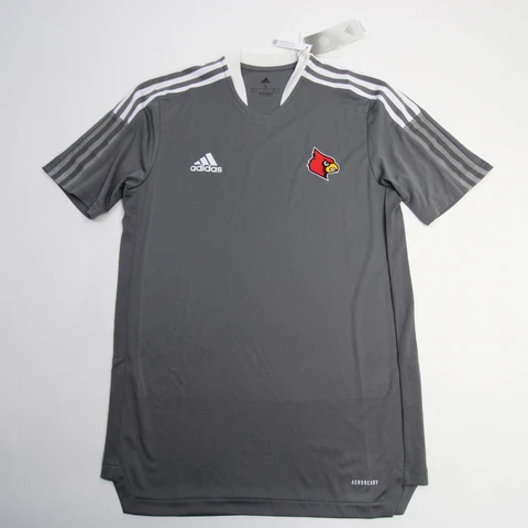 Louisville Cardinals adidas Aeroready Short Sleeve Shirt Men's Gray/White New Cover
