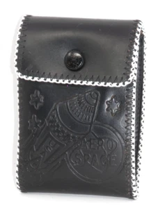 Vintage Laced Leather Kids USA AEROSPACE Wallet • Embossed Rocket Snap Black - Picture 1 of 16