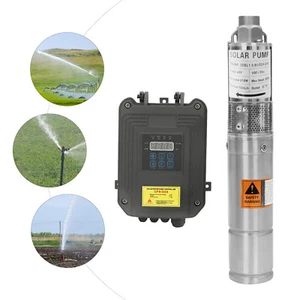 Bomba de agua sumergible de pozo de diámetro profundo solar de 3" DC 24V 210W y controlador MPPT - Imagen 1 de 15